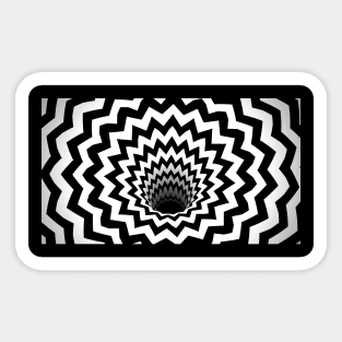 Optical Illusion Black Hole Zig Zag Chevron (Black/White) Sticker